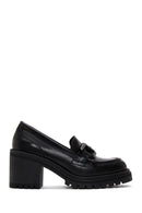 Kadın Siyah Deri Topuklu Loafer | Derimod Kadın Siyah Deri Topuklu Loafer | Derimod