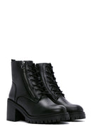 Women's Black Leather Platform Heeled Boots | Derimod Women's Black Leather Platform Heeled Boots | Derimod