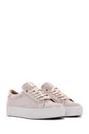 Women's Beige Suede Leather Thick Soled Sneaker | Derimod Women's Beige Suede Leather Thick Soled Sneaker | Derimod