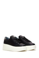Women's Black Leather Thick Soled Sneaker | Derimod Women's Black Leather Thick Soled Sneaker | Derimod