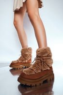 Women's Brown Plush Suede Leather Boots | Derimod Women's Brown Plush Suede Leather Boots | Derimod