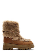 Women's Brown Plush Suede Leather Boots | Derimod Women's Brown Plush Suede Leather Boots | Derimod