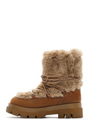 Women's Brown Plush Suede Leather Boots | Derimod Women's Brown Plush Suede Leather Boots | Derimod