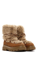 Women's Brown Plush Suede Leather Boots | Derimod Women's Brown Plush Suede Leather Boots | Derimod
