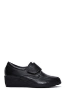 Women's Black Leather Wedge Heel Comfort Shoes | Derimod Women's Black Leather Wedge Heel Comfort Shoes | Derimod