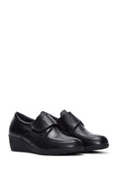 Women's Black Leather Wedge Heel Comfort Shoes | Derimod Women's Black Leather Wedge Heel Comfort Shoes | Derimod