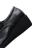 Women's Black Leather Wedge Heel Comfort Shoes | Derimod Women's Black Leather Wedge Heel Comfort Shoes | Derimod