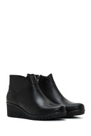 Women's Black Leather Wedge Heel Boots | Derimod Women's Black Leather Wedge Heel Boots | Derimod