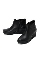 Women's Black Leather Wedge Heel Boots | Derimod Women's Black Leather Wedge Heel Boots | Derimod