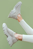 Women's Beige Stone Thick Soled Sneaker | Derimod Women's Beige Stone Thick Soled Sneaker | Derimod