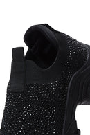 Women's Black Stone Thick Soled Sneaker | Derimod Women's Black Stone Thick Soled Sneaker | Derimod