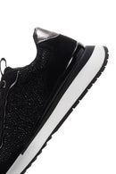 Women's Black Thick Soled Stone Sneaker | Derimod Women's Black Thick Soled Stone Sneaker | Derimod