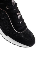 Women's Black Thick Soled Stone Sneaker | Derimod Women's Black Thick Soled Stone Sneaker | Derimod
