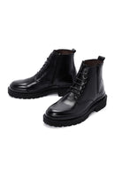 Men's Black Leather Zippered Casual Boots | Derimod Men's Black Leather Zippered Casual Boots | Derimod