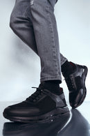 Men's Black Nubuck Leather Detailed Sneaker | Derimod Men's Black Nubuck Leather Detailed Sneaker | Derimod