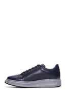Men's Navy Blue Leather Thick Soled Sneaker | Derimod Men's Navy Blue Leather Thick Soled Sneaker | Derimod