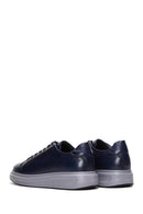 Men's Navy Blue Leather Thick Soled Sneaker | Derimod Men's Navy Blue Leather Thick Soled Sneaker | Derimod