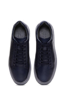 Men's Navy Blue Leather Thick Soled Sneaker | Derimod Men's Navy Blue Leather Thick Soled Sneaker | Derimod