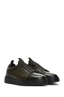 Men's Green Leather Thick Soled Sneaker | Derimod Men's Green Leather Thick Soled Sneaker | Derimod