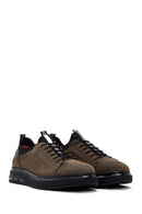 Men's Khaki Nubuck Leather Casual Sneaker | Derimod Men's Khaki Nubuck Leather Casual Sneaker | Derimod