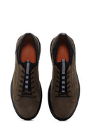 Men's Khaki Nubuck Leather Casual Sneaker | Derimod Men's Khaki Nubuck Leather Casual Sneaker | Derimod