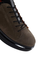 Men's Khaki Nubuck Leather Casual Sneaker | Derimod Men's Khaki Nubuck Leather Casual Sneaker | Derimod