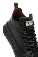 Men's Khaki Thick Sole Leather Cleat Sneaker Boots | Derimod Men's Khaki Thick Sole Leather Cleat Sneaker Boots | Derimod