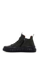 Men's Khaki Thick Sole Leather Cleat Sneaker Boots | Derimod Men's Khaki Thick Sole Leather Cleat Sneaker Boots | Derimod