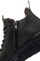 Men's Khaki Thick Sole Leather Cleat Sneaker Boots | Derimod Men's Khaki Thick Sole Leather Cleat Sneaker Boots | Derimod