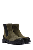 Men's Khaki Suede Zippered Leather Casual Boots | Derimod Men's Khaki Suede Zippered Leather Casual Boots | Derimod
