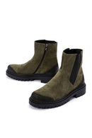 Men's Khaki Suede Zippered Leather Casual Boots | Derimod Men's Khaki Suede Zippered Leather Casual Boots | Derimod
