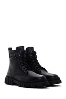 Men's Black Zippered Casual Leather Boots | Derimod Men's Black Zippered Casual Leather Boots | Derimod