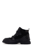 Men's Black Suede Detailed Casual Leather Boots | Derimod Men's Black Suede Detailed Casual Leather Boots | Derimod