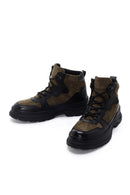 Men's Khaki Suede Detailed Casual Leather Boots | Derimod Men's Khaki Suede Detailed Casual Leather Boots | Derimod
