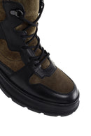 Men's Khaki Suede Detailed Casual Leather Boots | Derimod Men's Khaki Suede Detailed Casual Leather Boots | Derimod