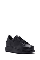 Erkek Siyah Bağcıklı Kalın Tabanlı Deri Sneaker | Derimod Erkek Siyah Bağcıklı Kalın Tabanlı Deri Sneaker | Derimod