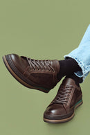 Erkek Kahverengi Deri Casual Sneaker | Derimod Erkek Kahverengi Deri Casual Sneaker | Derimod