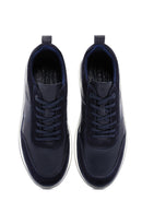 Men's Navy Blue Leather Sneaker | Derimod Men's Navy Blue Leather Sneaker | Derimod