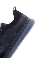 Men's Navy Blue Leather Sneaker | Derimod Men's Navy Blue Leather Sneaker | Derimod