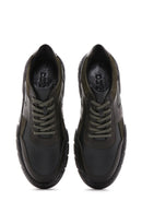 Men's Green Leather Thick Soled Sneaker | Derimod Men's Green Leather Thick Soled Sneaker | Derimod