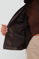 Madison Women's Brown Short Leather Jacket | Derimod Madison Women's Brown Short Leather Jacket | Derimod