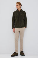Navas Men's Green Shirt Style Suede Leather Jacket | Derimod Navas Men's Green Shirt Style Suede Leather Jacket | Derimod