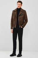 Carter Erkek Kahverengi Biker Deri Mont | Derimod Carter Erkek Kahverengi Biker Deri Mont | Derimod