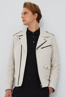 Carter Erkek Bej Biker Deri Mont | Derimod Carter Erkek Bej Biker Deri Mont | Derimod