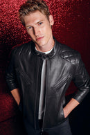 Lillard Men's Black Slim-Fit Sports Leather Coat | Derimod Lillard Men's Black Slim-Fit Sports Leather Coat | Derimod