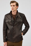 Alvarez Men's Brown Leather Jacket | Derimod Alvarez Men's Brown Leather Jacket | Derimod