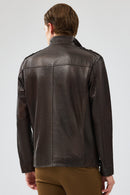 Alvarez Men's Brown Leather Jacket | Derimod Alvarez Men's Brown Leather Jacket | Derimod