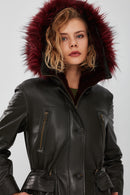 Celine Women's Green Hooded Fur Parka | Derimod Celine Women's Green Hooded Fur Parka | Derimod