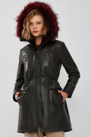 Celine Women's Green Hooded Fur Parka | Derimod Celine Women's Green Hooded Fur Parka | Derimod