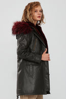 Celine Women's Green Hooded Fur Parka | Derimod Celine Women's Green Hooded Fur Parka | Derimod